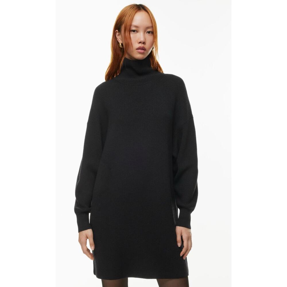 Wilfred Maclean Merino Wool Dress Oversized Turtleneck Black Casual Women's XXS
